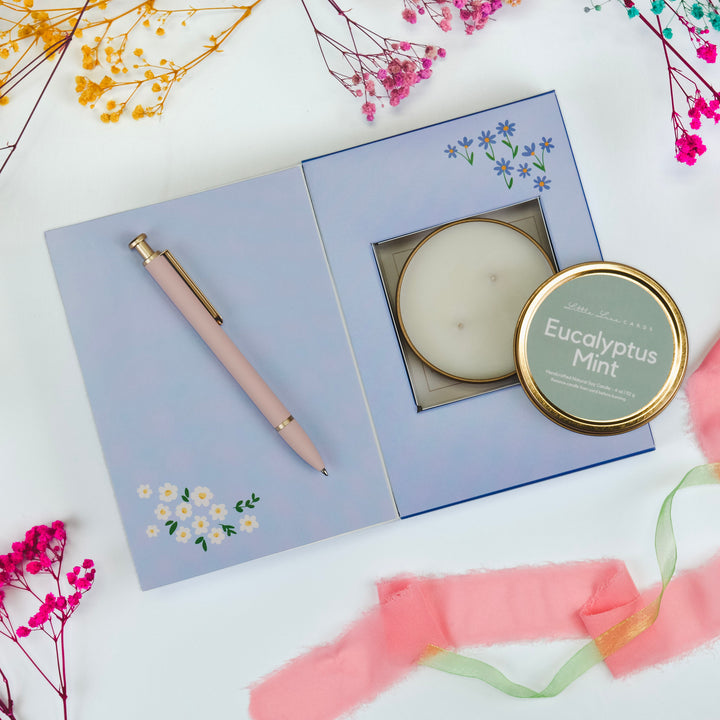 Blue Floral Card with Gift Inside