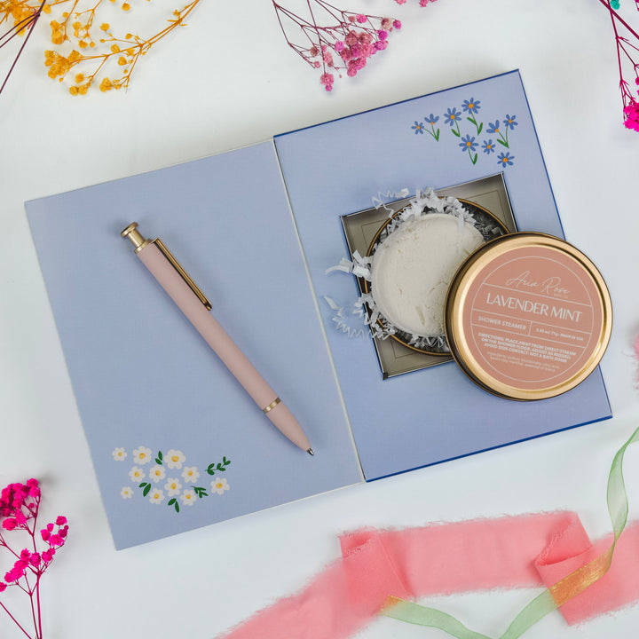 Blue Floral Card with Gift Inside