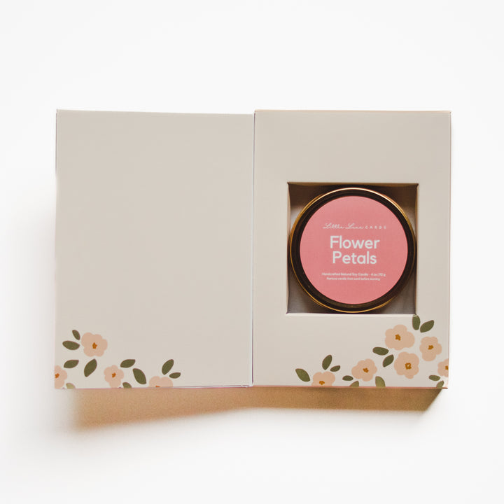 Blush & Cream Floral Card with Flower Petals Candle Inside