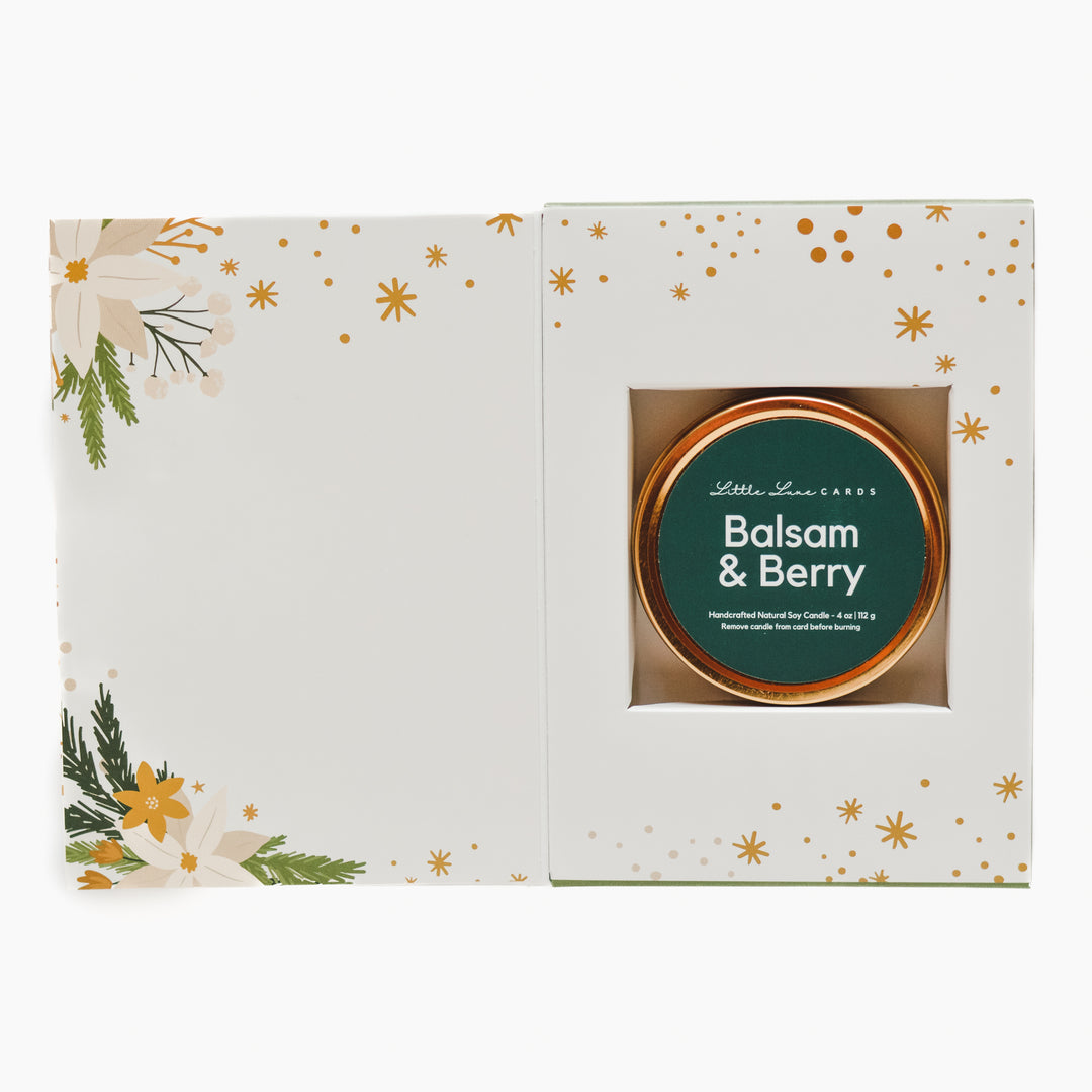 Christmas Greenery Card with Balsam & Berry Candle Inside