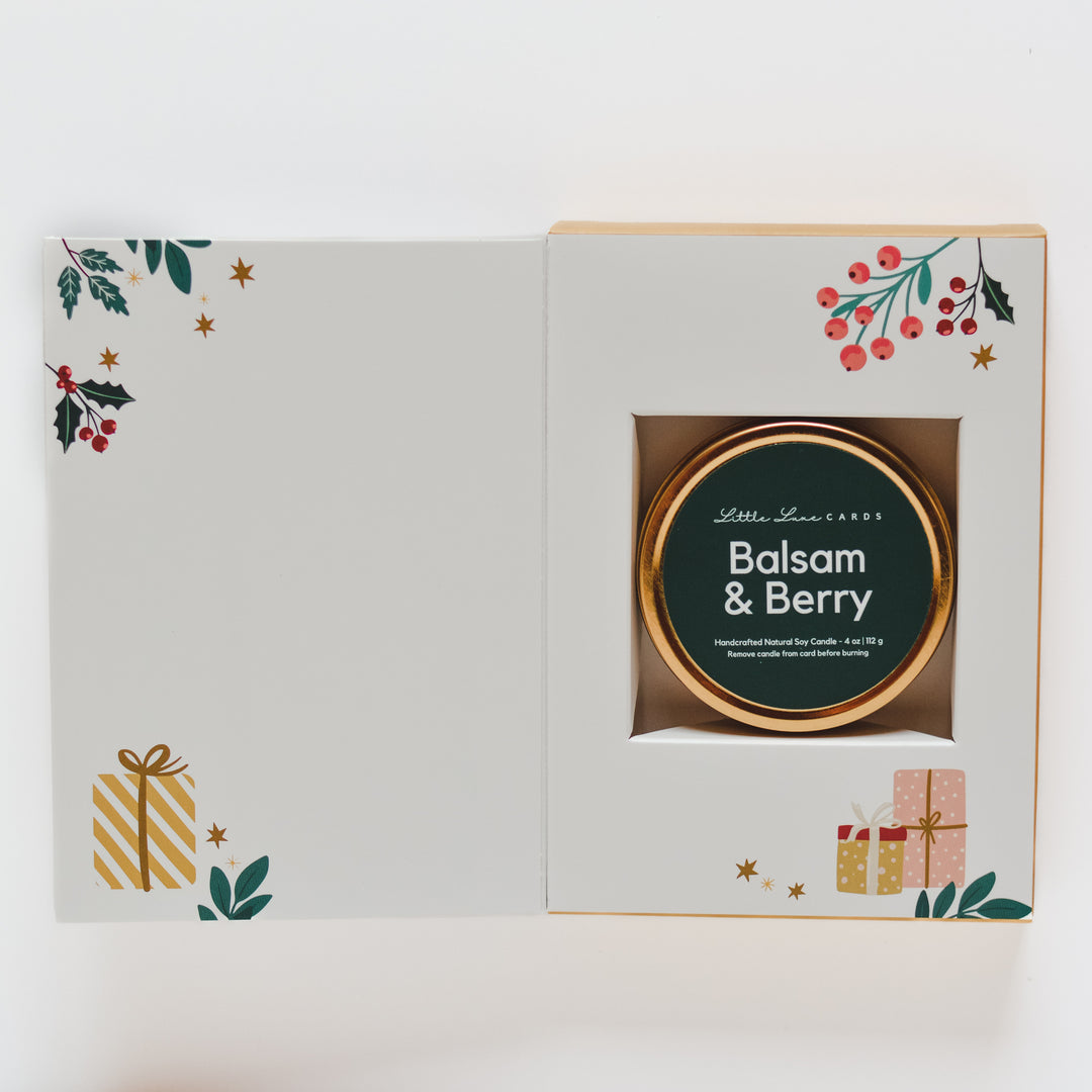 Happiest of Holidays Card with Balsam & Berry Candle Inside