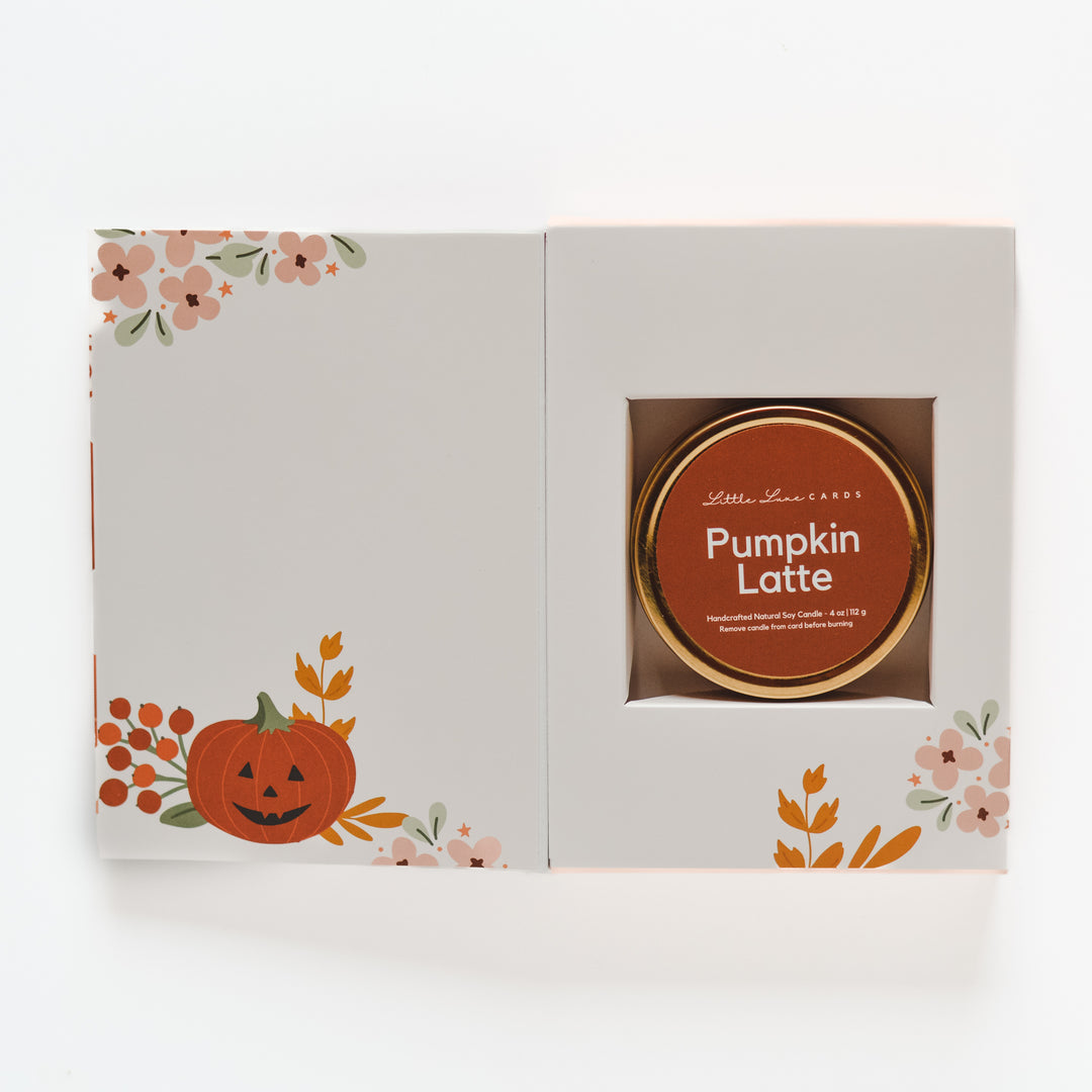 Jack-O-Lantern Card with Pumpkin Latte Candle Inside