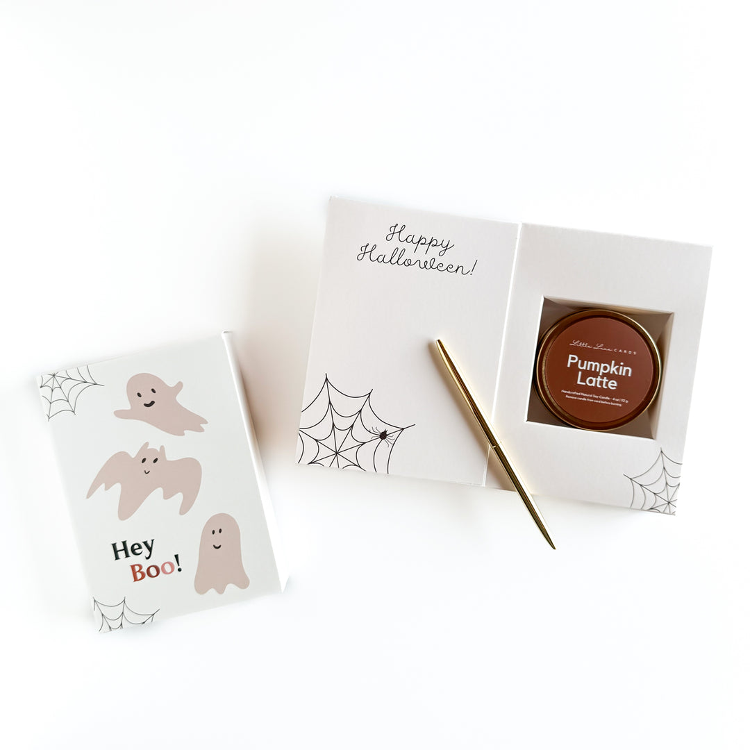 Hey Boo Card with Pumpkin Latte Candle Inside