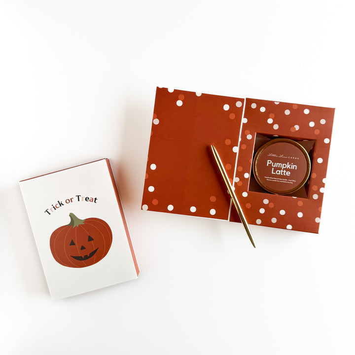 Trick or Treat Card with Pumpkin Latte Candle Inside