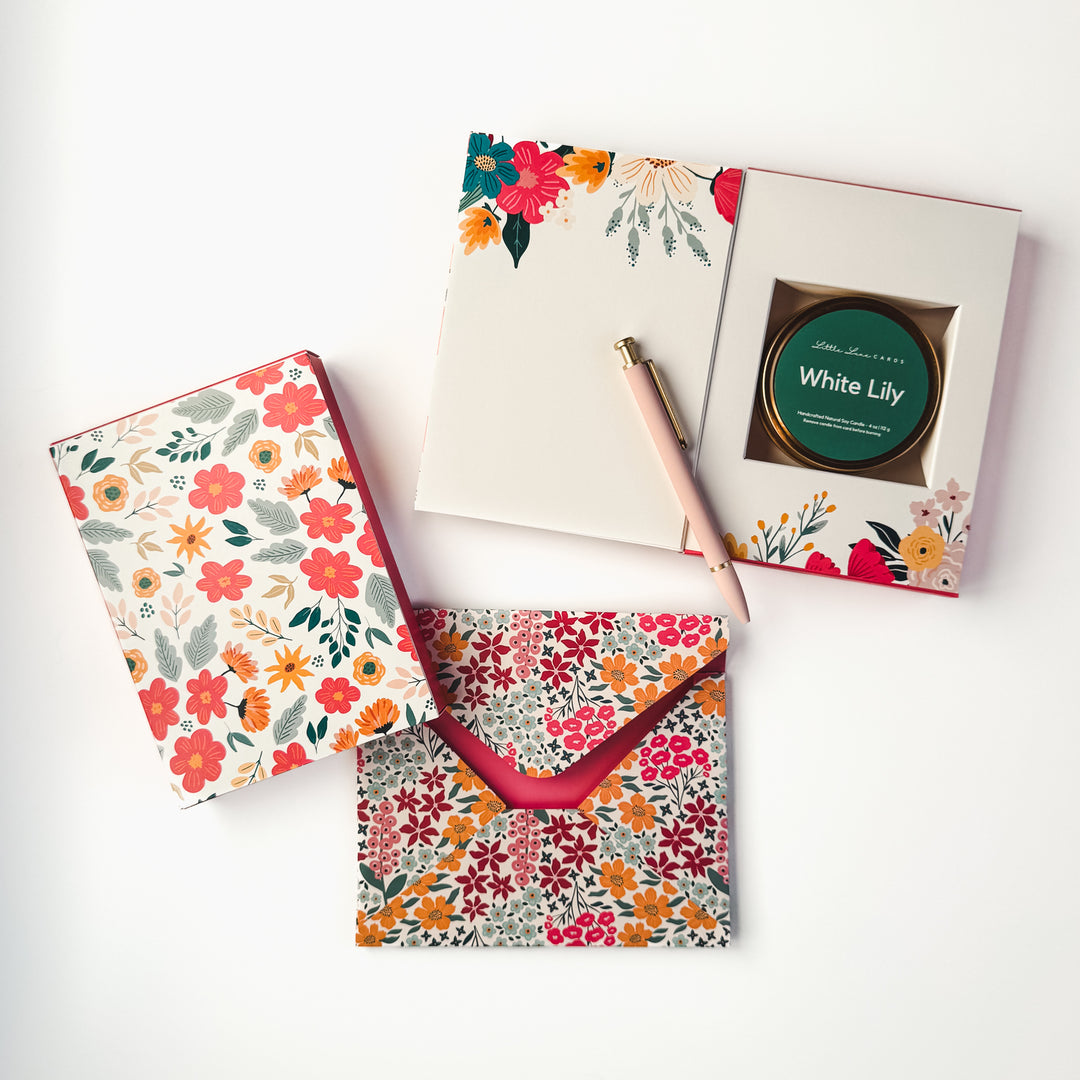 Coral Floral Card with Scented Candle Inside