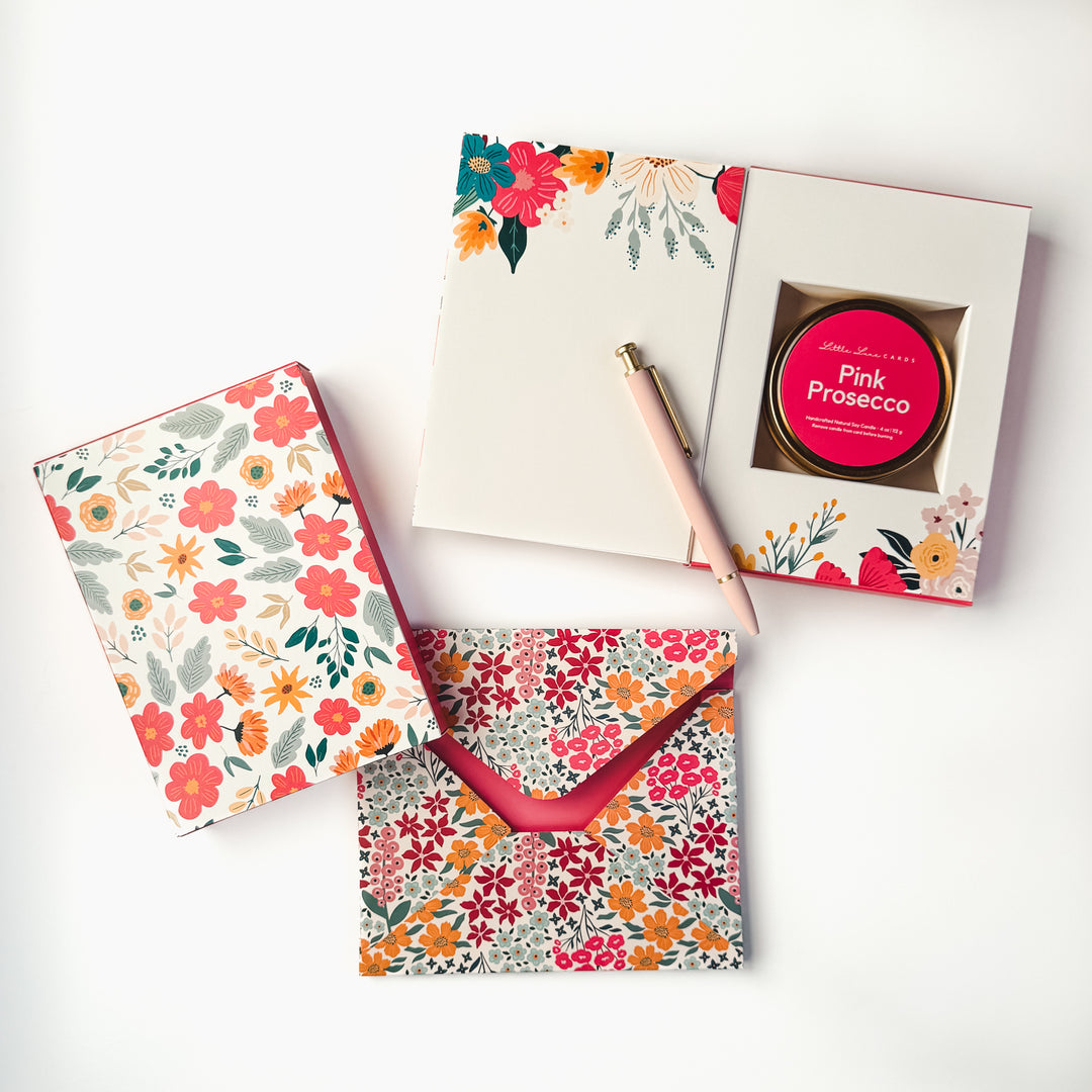 Coral Floral Card with Scented Candle Inside