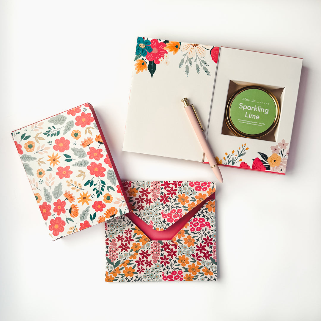 Coral Floral Card with Scented Candle Inside