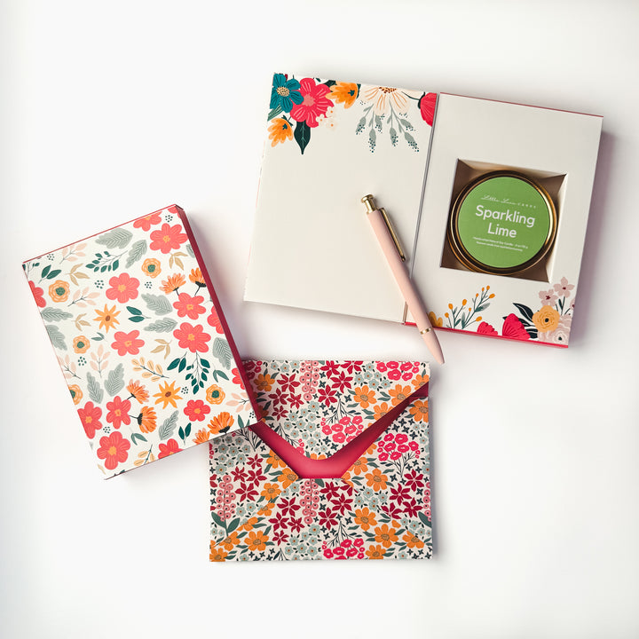Coral Floral Card with Scented Candle Inside