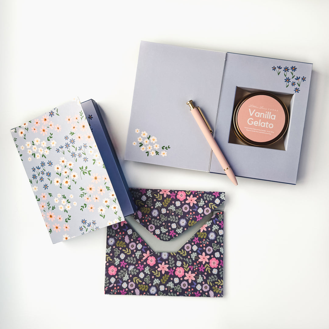 Blue Floral Card with Scented Candle Inside