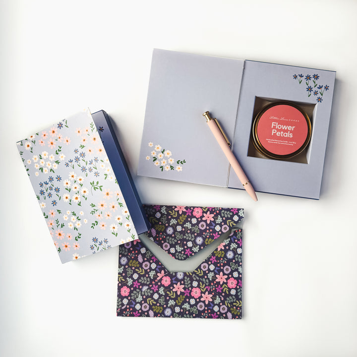 Blue Floral Card with Scented Candle Inside
