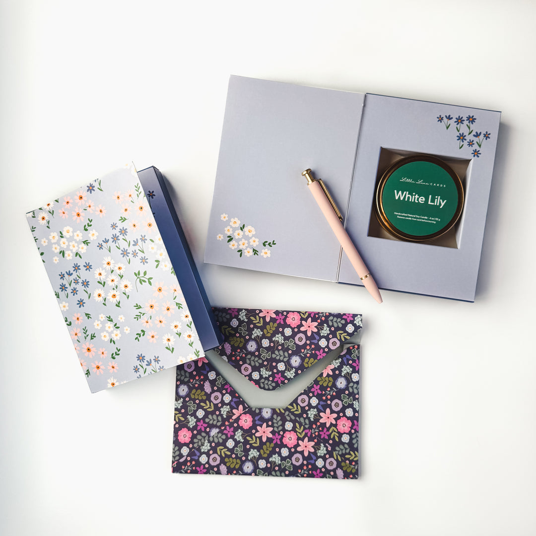 Blue Floral Card with Scented Candle Inside