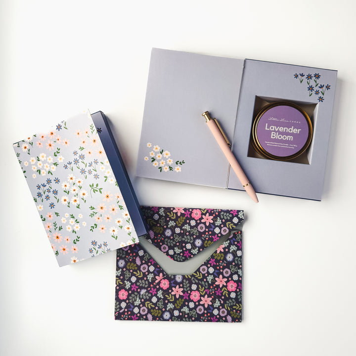 Blue Floral Card with Scented Candle Inside