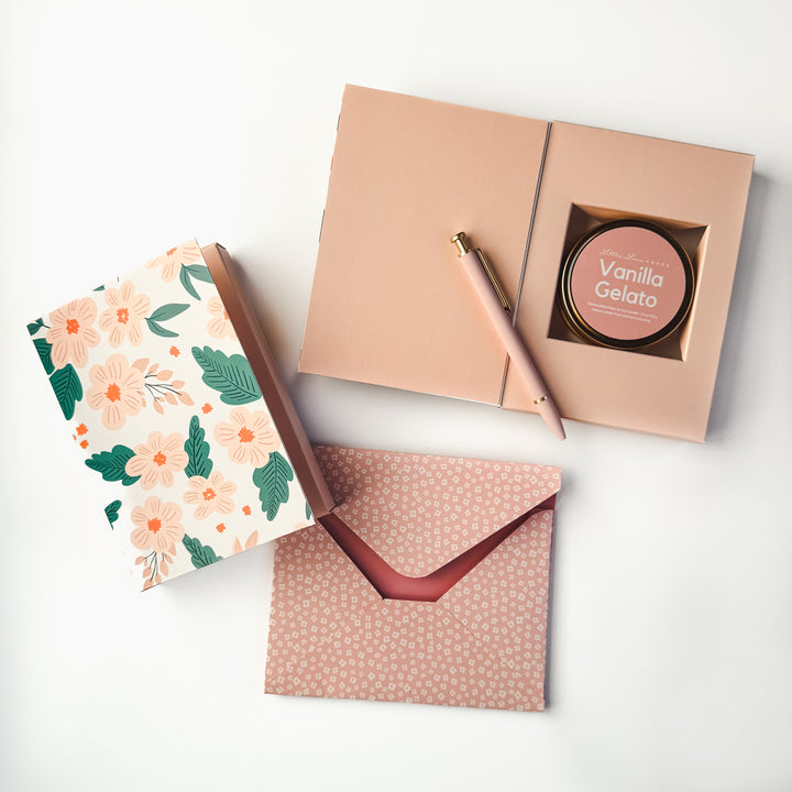 Peach Floral Card with Scented Candle Inside