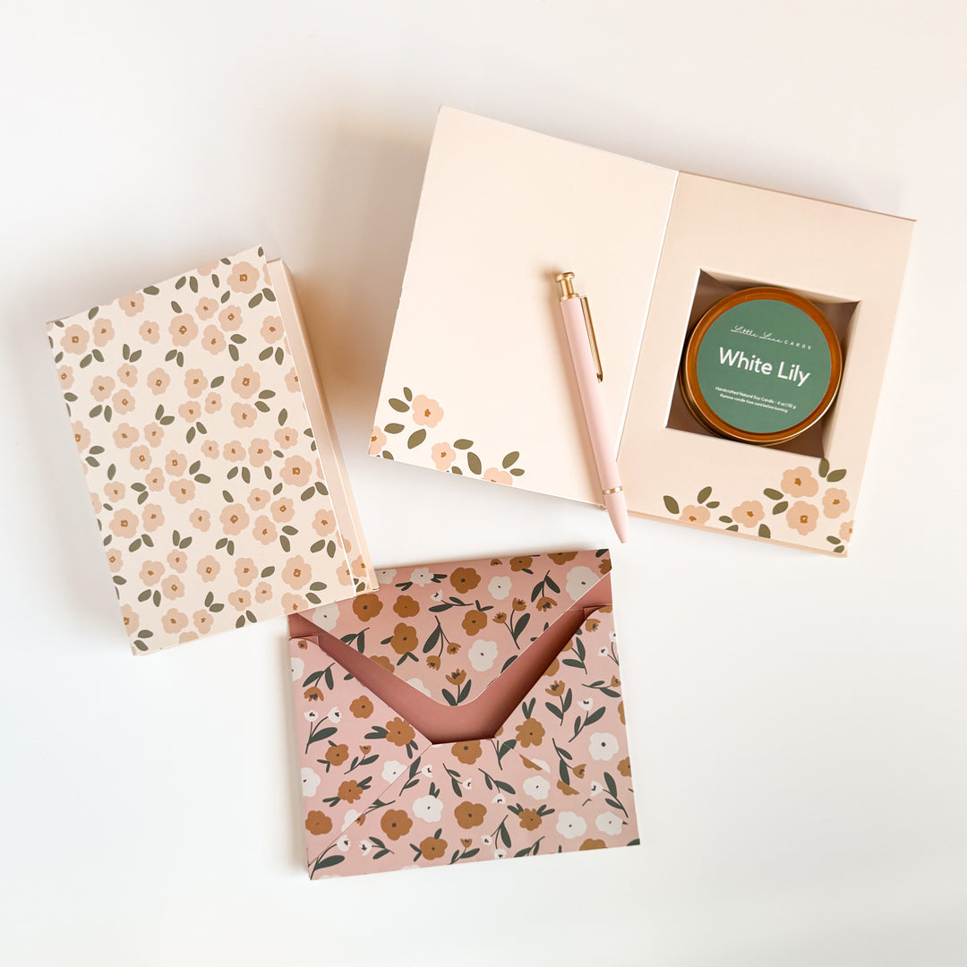 Blush & Cream Floral Card with Scented Candle Inside
