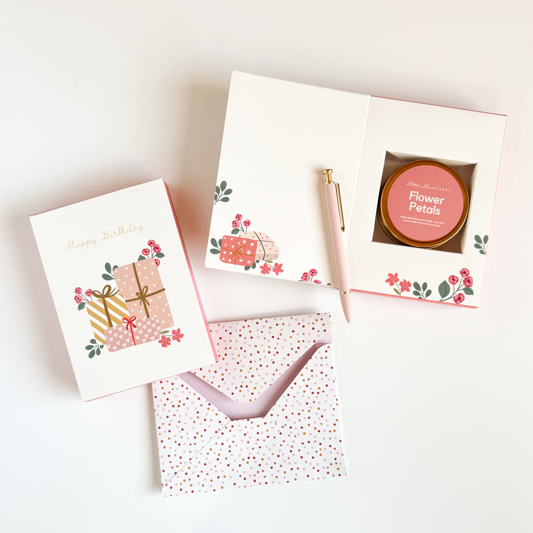 Presents Birthday Greeting Card with Scented Candle Inside