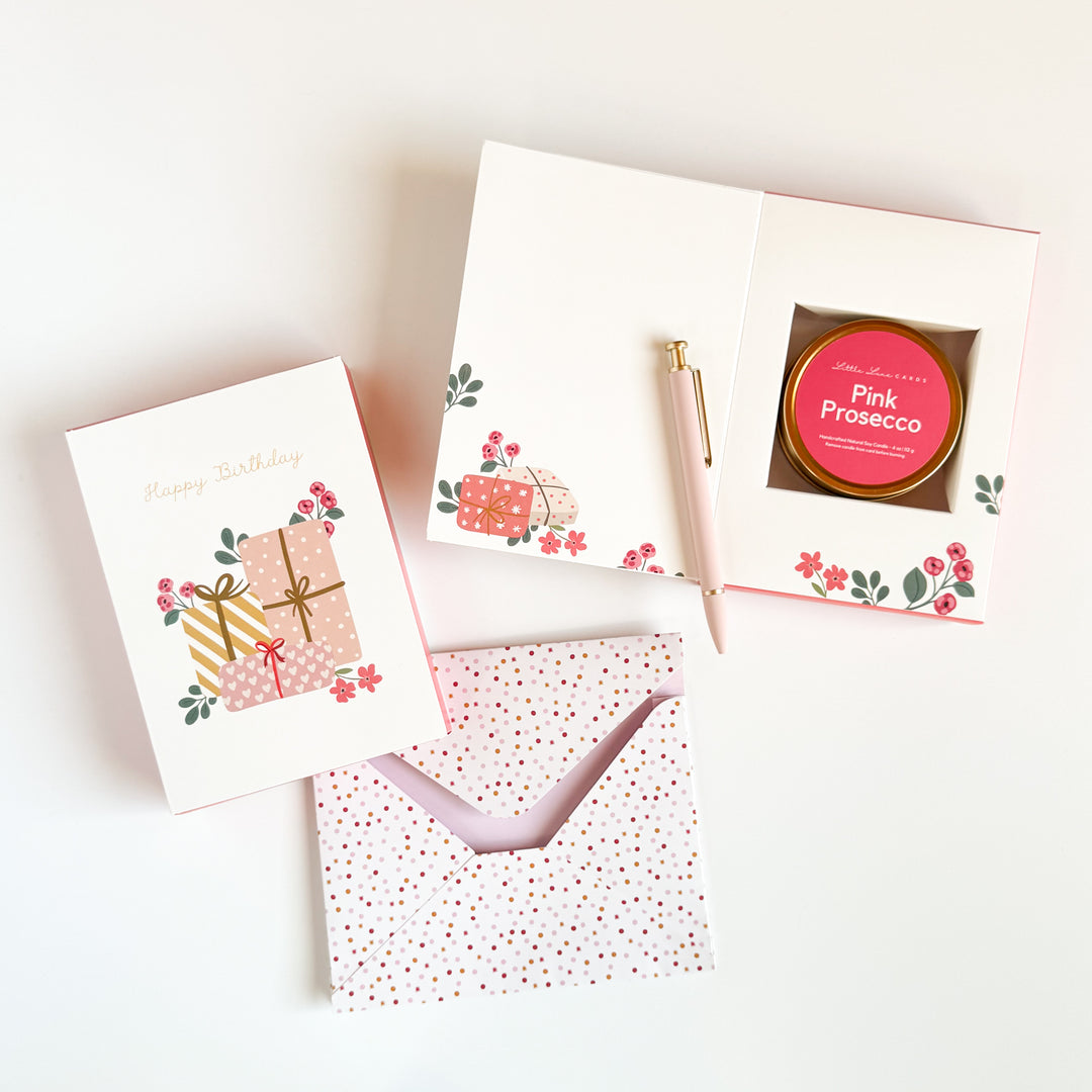 Presents Birthday Greeting Card with Scented Candle Inside