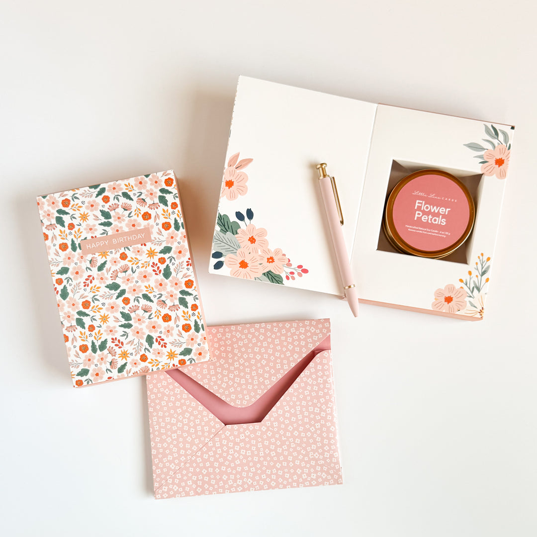 Floral Birthday Greeting Card with Scented Candle Inside