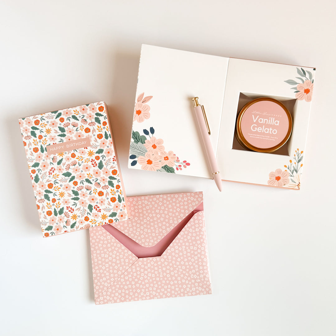 Floral Birthday Greeting Card with Scented Candle Inside