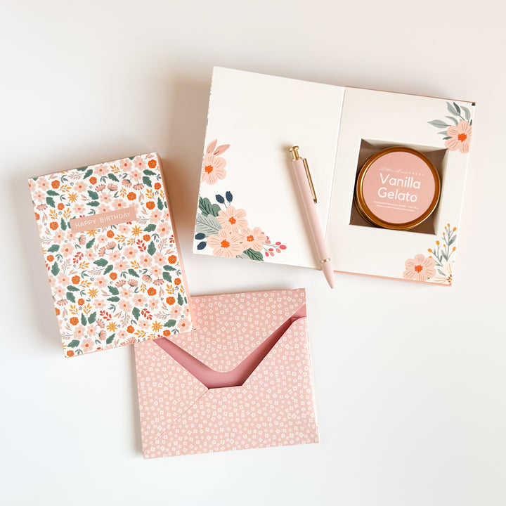 Floral Birthday Greeting Card with Scented Candle Inside