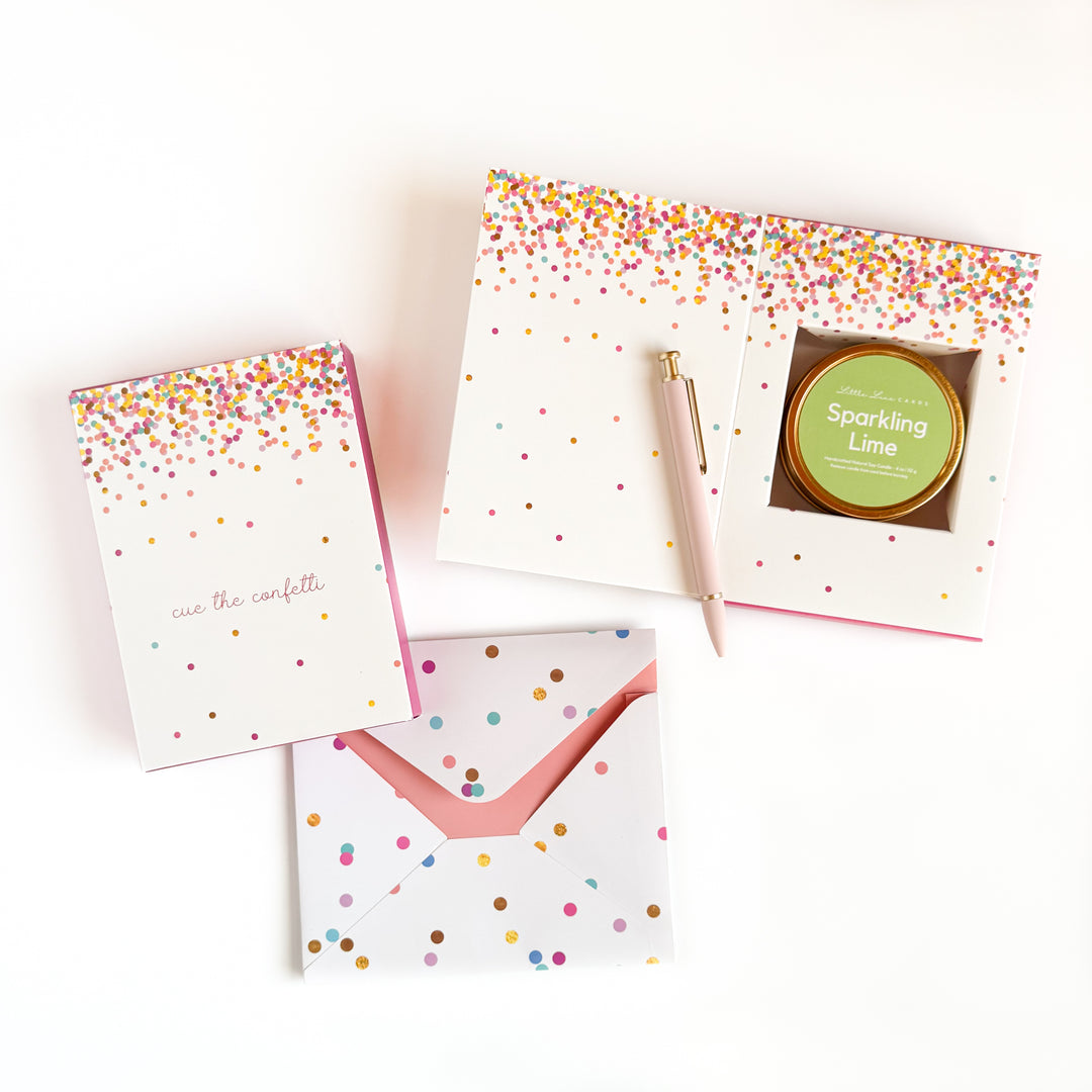Confetti Celebration Greeting Card with Scented Candle Inside