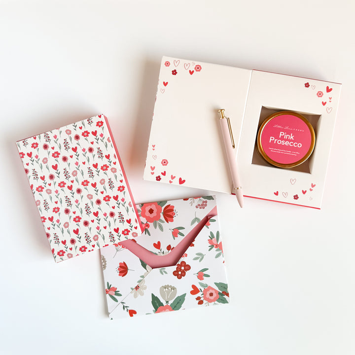 Floral Hearts Greeting Card with Scented Candle Inside