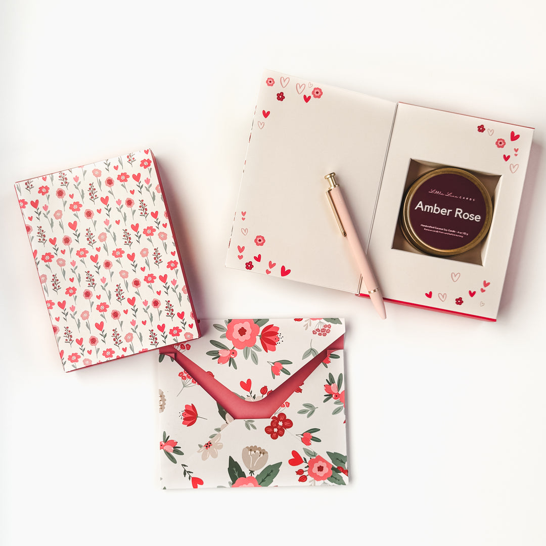 Floral Hearts Greeting Card with Scented Candle Inside