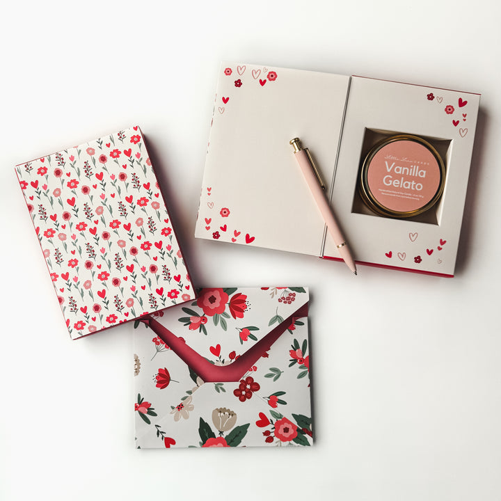 Floral Hearts Greeting Card with Scented Candle Inside